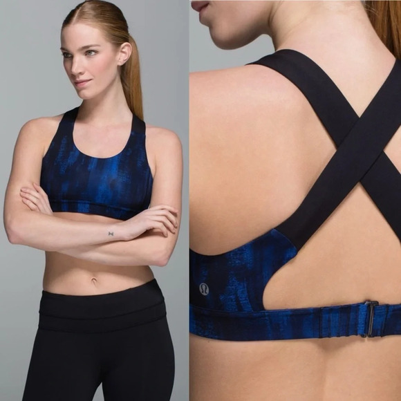 lululemon athletica Tops - Lululemon All Sport Bra Top Adjustable Nightsky Harbor Blue Black 6 S